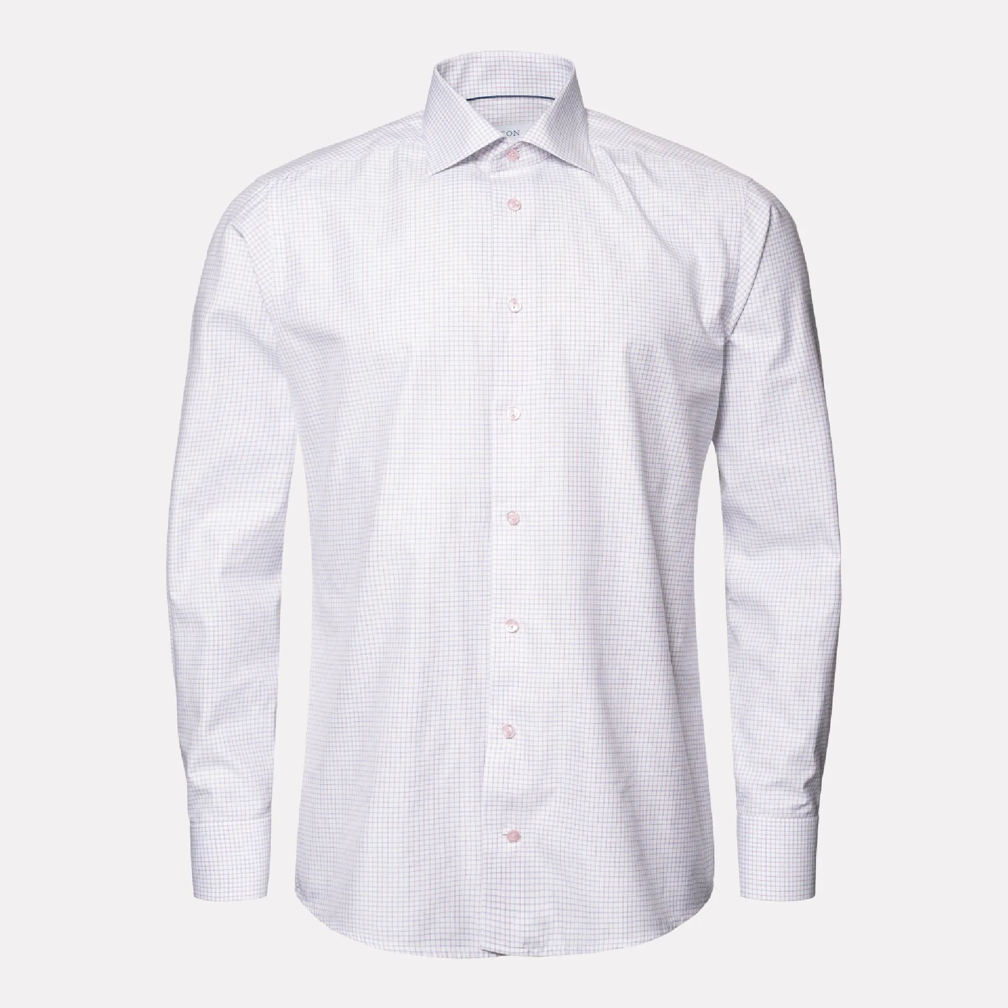 Slim Fit Check Cotton-Tencel Shirt / Pink