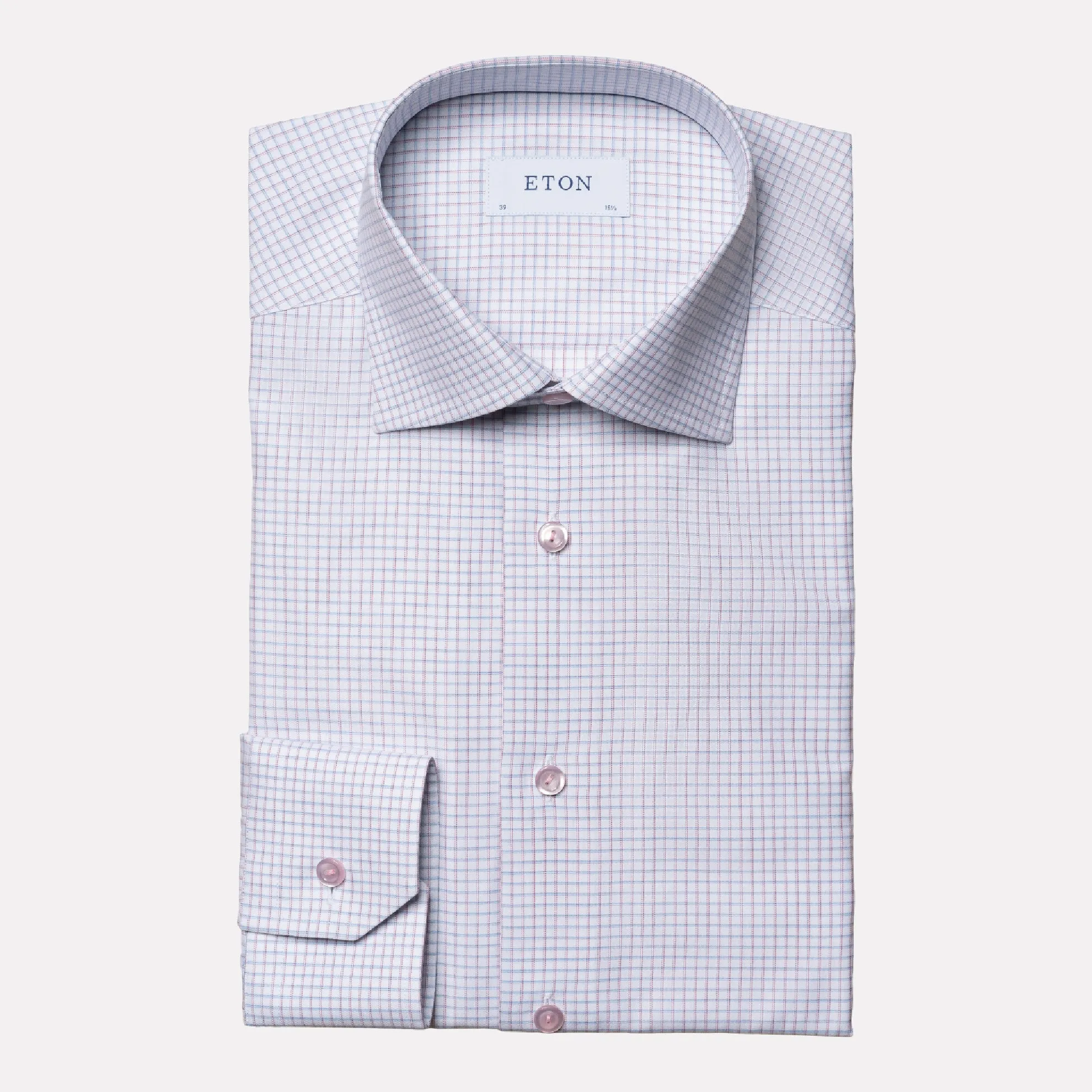 Slim Fit Check Cotton-Tencel Shirt / Pink
