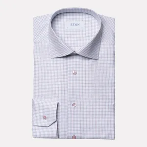 Slim Fit Check Cotton-Tencel Shirt / Pink