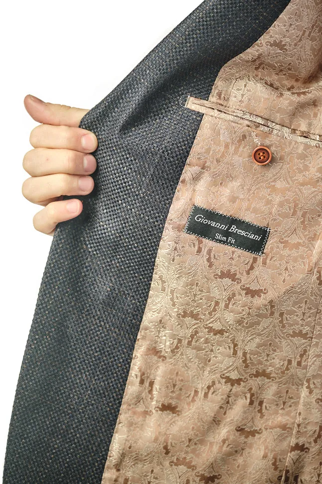 Slim Fit Navy Brown Silk Weave Sport Jacket GB-SJ-333
