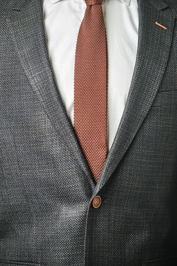 Slim Fit Navy Brown Silk Weave Sport Jacket GB-SJ-333