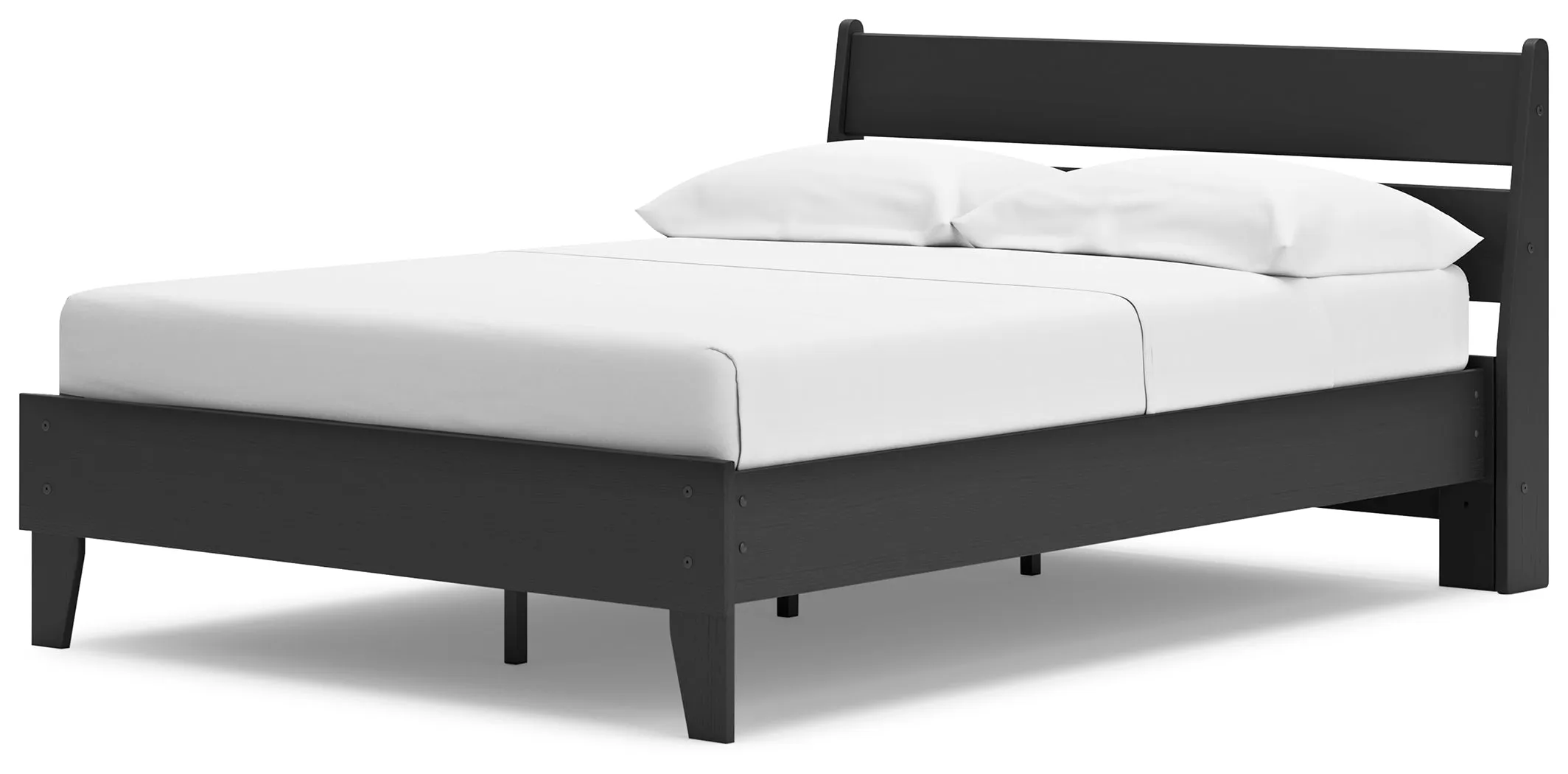 Socalle Full Panel Platform Bed with 2 Nightstands in Black