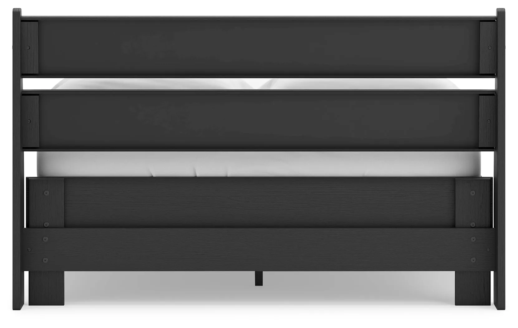 Socalle Full Panel Platform Bed with 2 Nightstands in Black