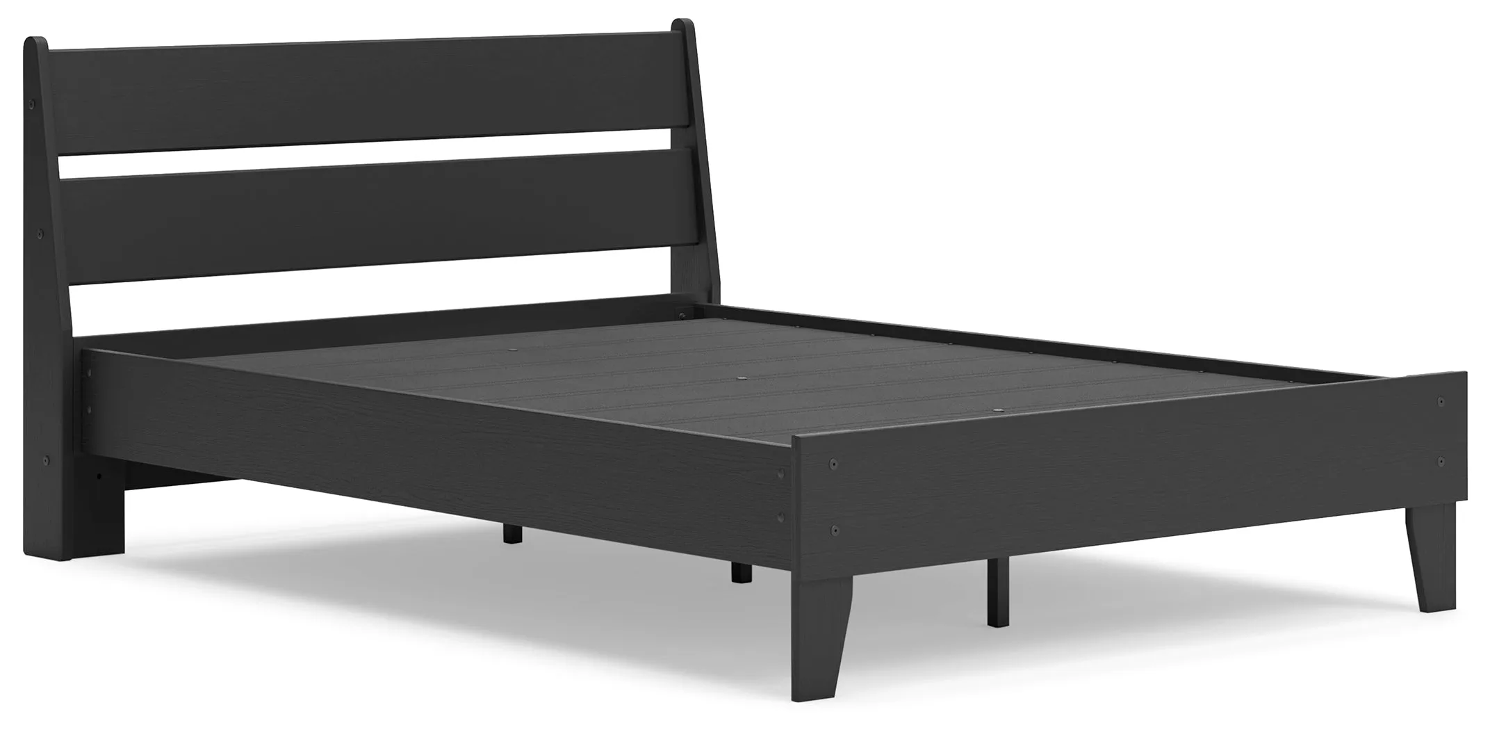 Socalle Full Panel Platform Bed with 2 Nightstands in Black