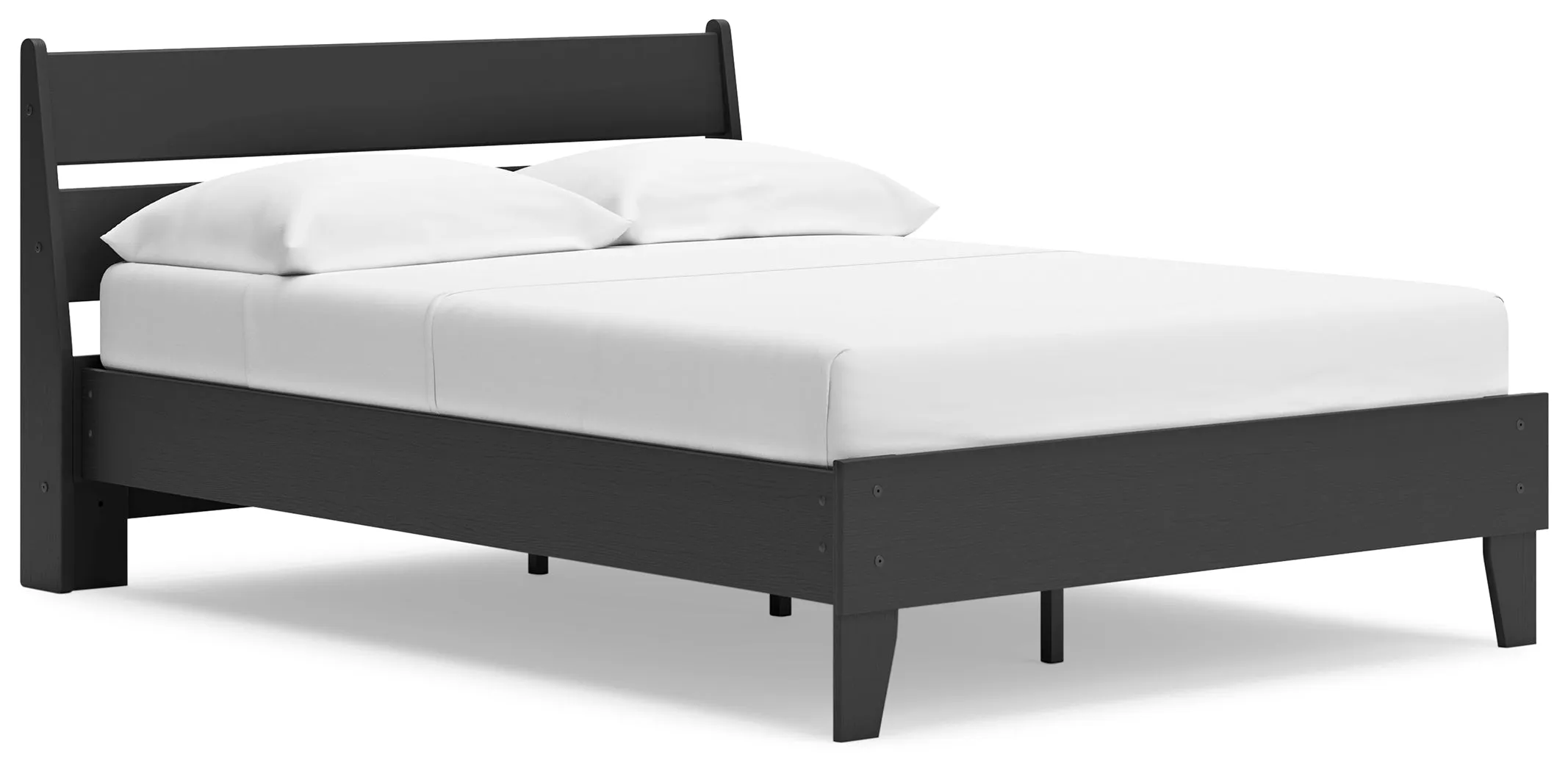 Socalle Full Panel Platform Bed with 2 Nightstands in Black
