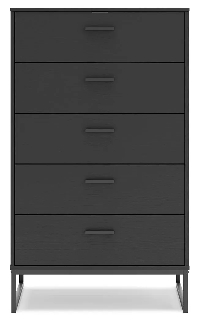Socalle Queen Panel Platform Bed with Dresser and Chest in Black
