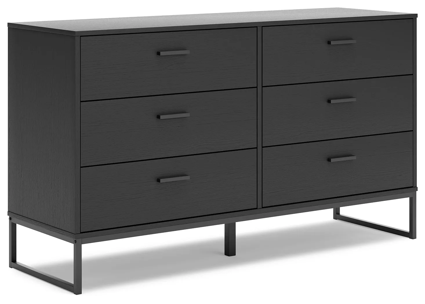 Socalle Queen Panel Platform Bed with Dresser and Chest in Black