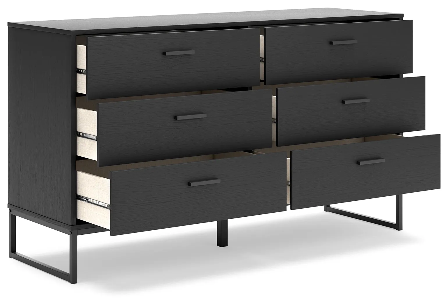 Socalle Queen Platform Bed with Dresser, Chest and 2 Nightstands in Black