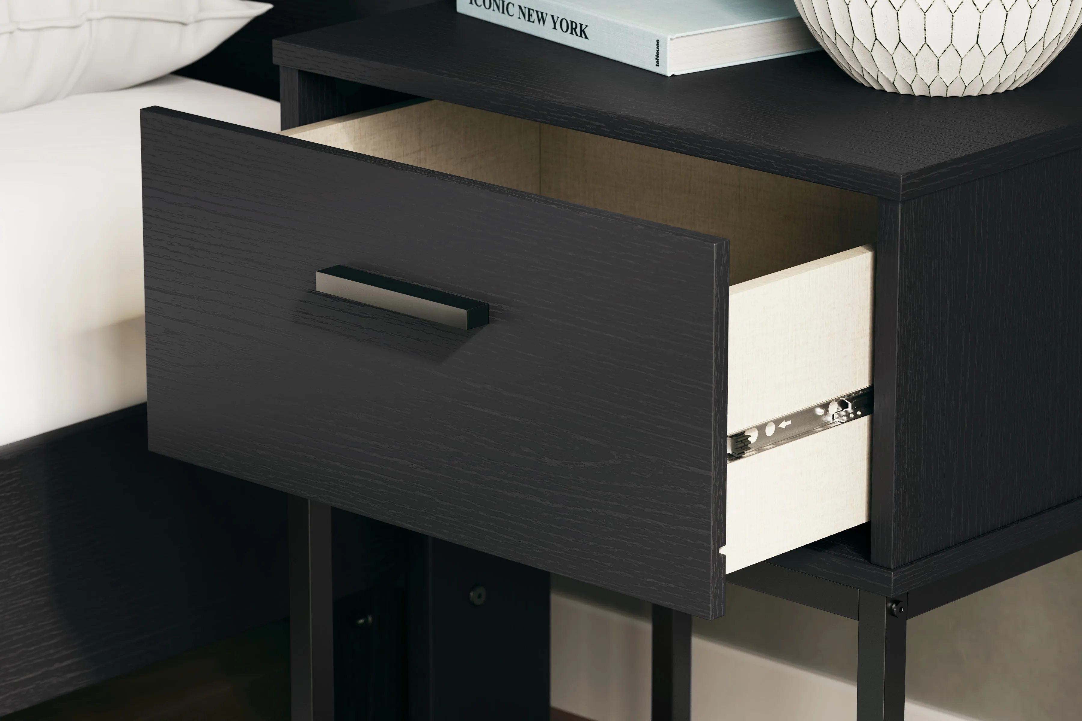 Socalle Queen Platform Bed with Dresser, Chest and 2 Nightstands in Black