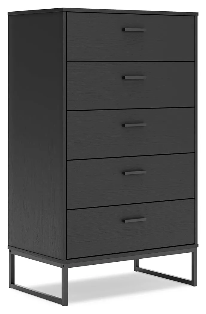 Socalle Queen Platform Bed with Dresser, Chest and 2 Nightstands in Black