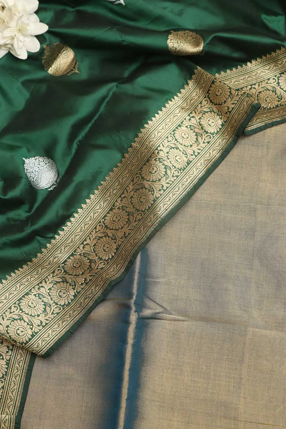 Stunning Blue Chanderi Handloom Plain Tissue Silk Suit With Banarasi Handloom Pure Katan Silk Dupatta
