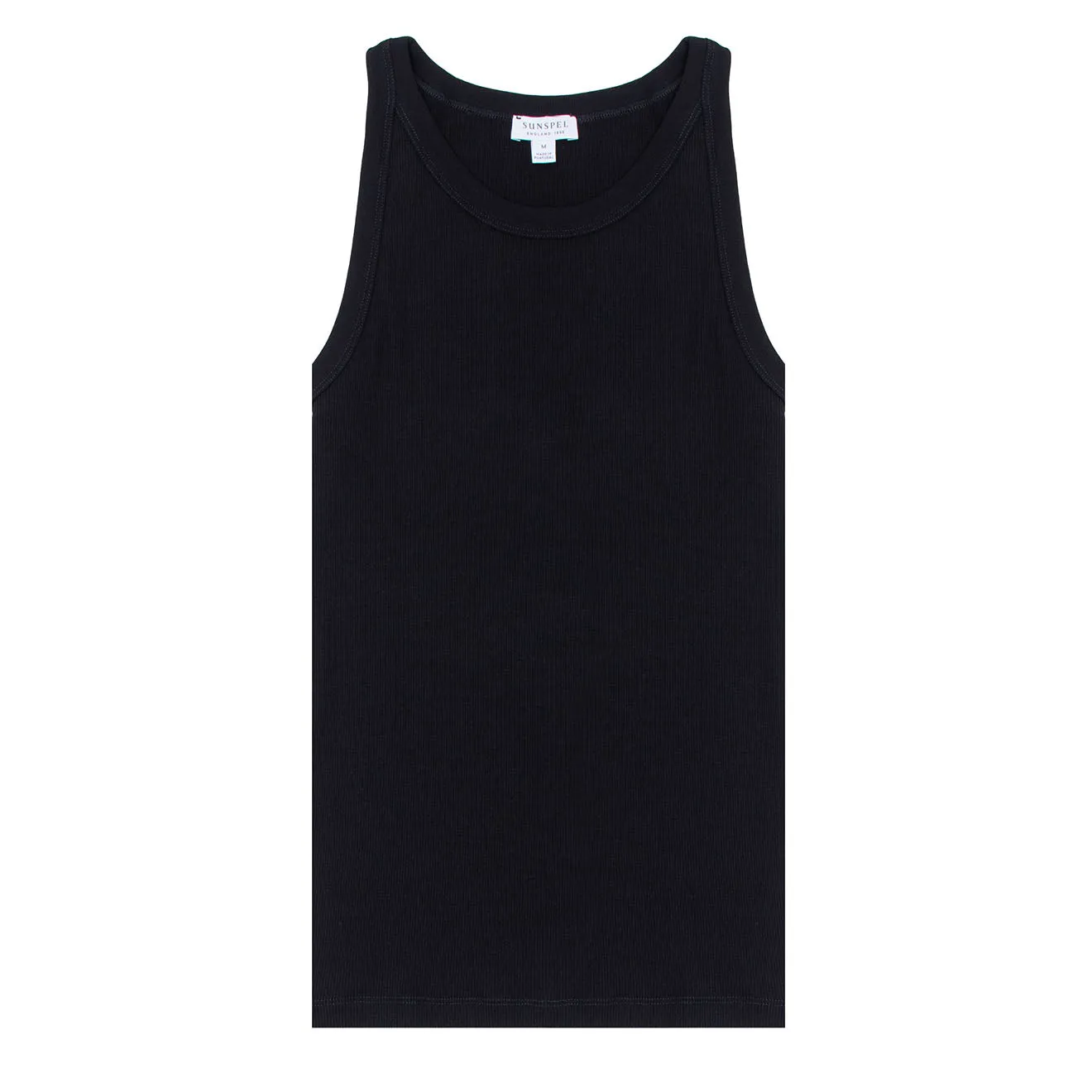 Sunspel Womens Ribbed Tank Top Black