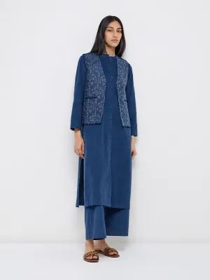 Utsa Indigo Embroidered Cotton Jacket