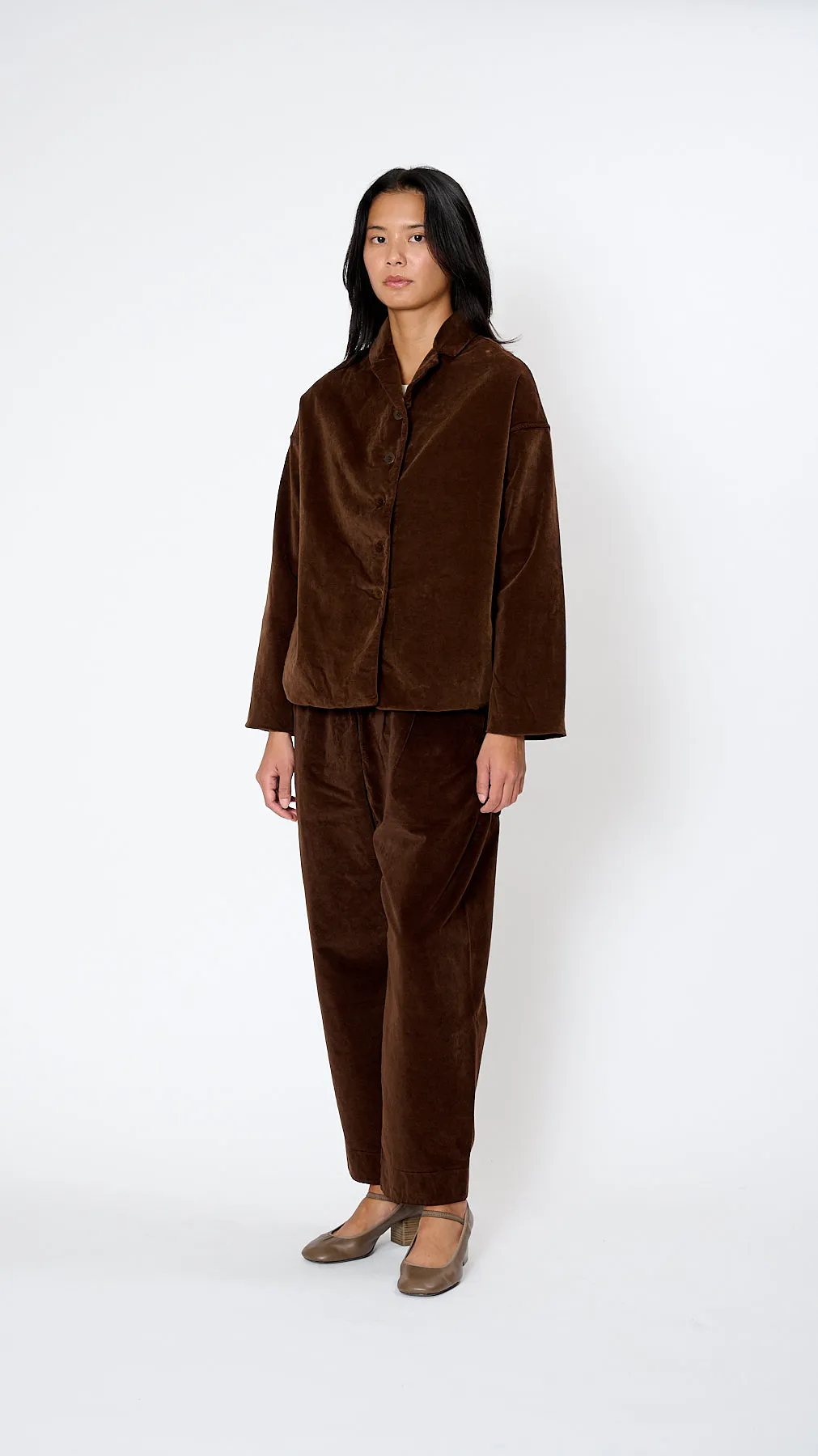 Velvet Loose Blazer in Coffee