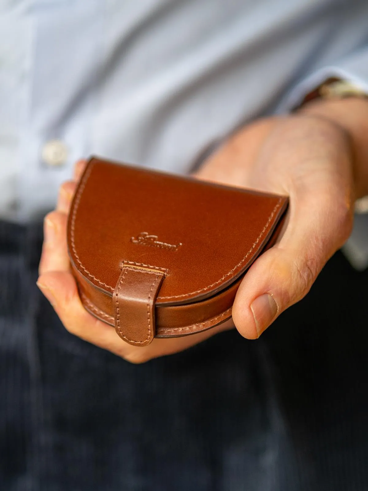 Vintage Style Small Tan Brown Leather Coin Purse