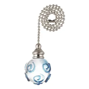 Westinghouse 7762100 Clear and Blue Swirl Glass Orb Pull Chain