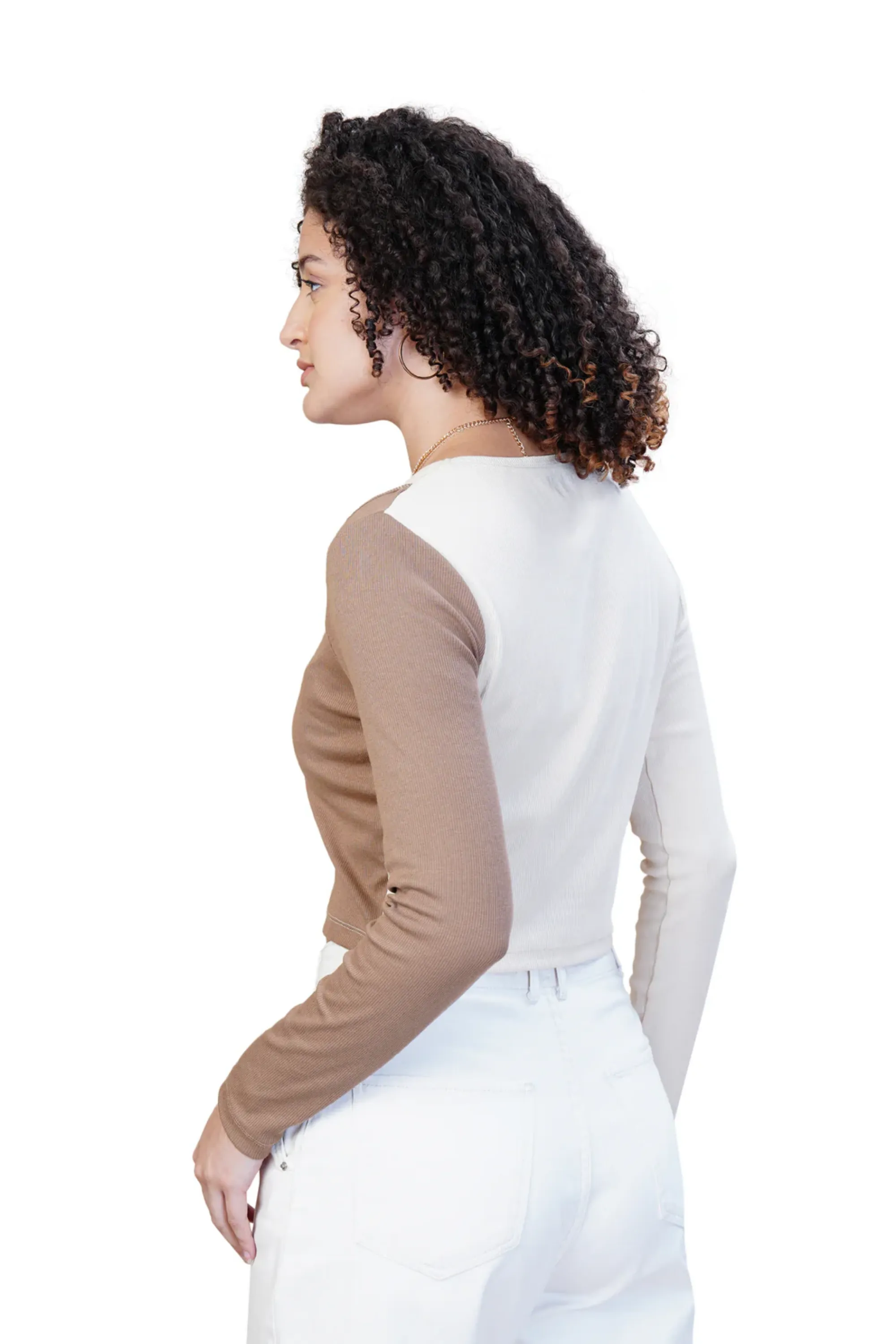 Women Almond Milk Full Sleeves Trendsetter Top