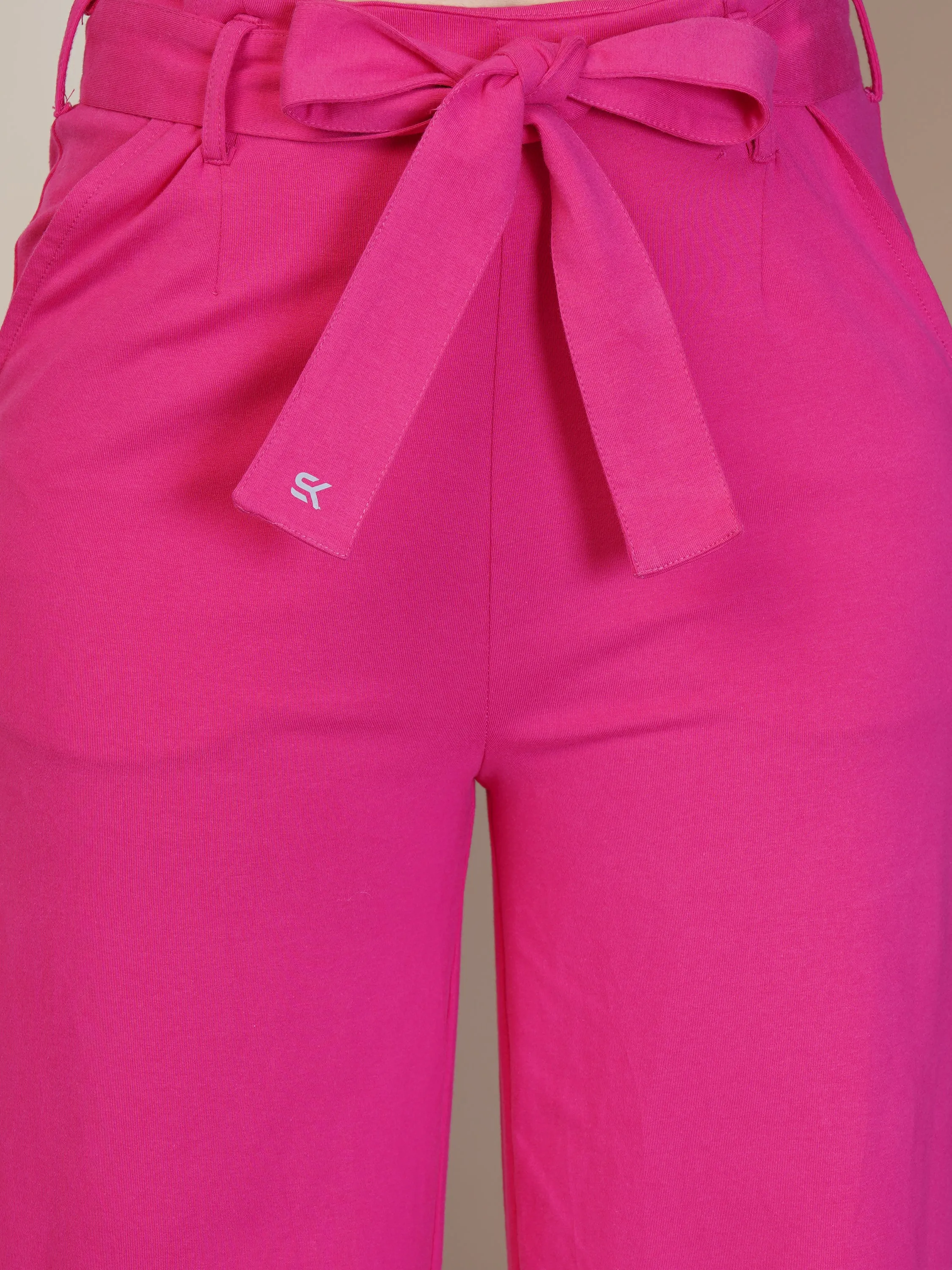 Womens High Waist Straight Fit Trouser Fuchsia